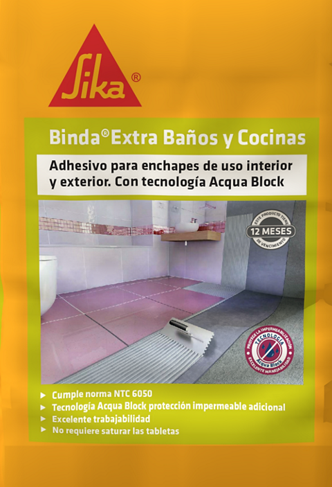 Pegar enchape cerámico para baños y cocinas interiores o exteriores? - Sika® Binda® Extra Baños y Cocinas - Imagen 3
