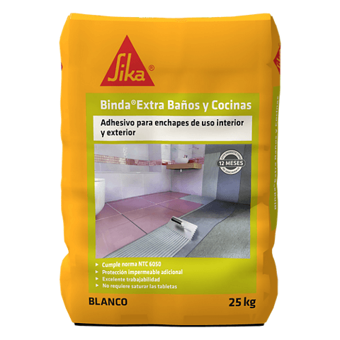 Pegar enchape cerámico para baños y cocinas interiores o exteriores? - Sika® Binda® Extra Baños y Cocinas